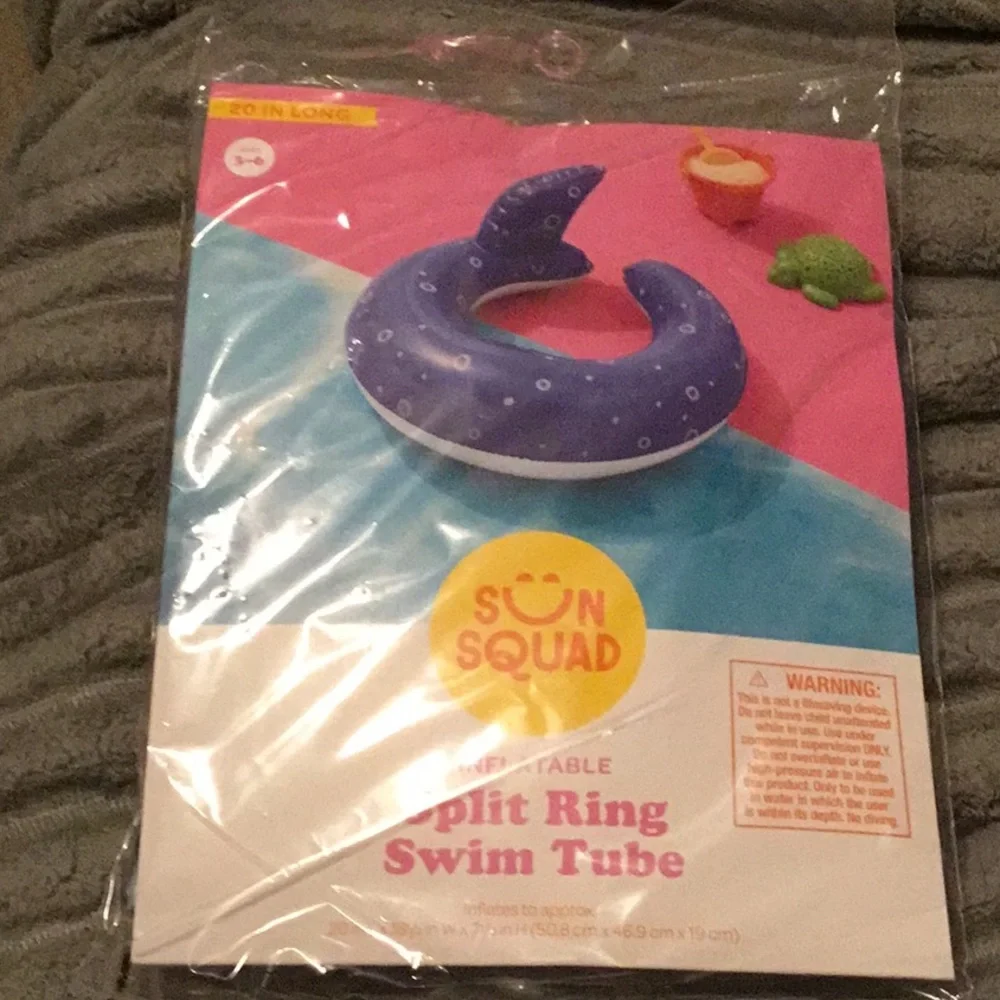 Sun Squad Inflatable Split Ring Swim Tube and donut splash ring bundle new